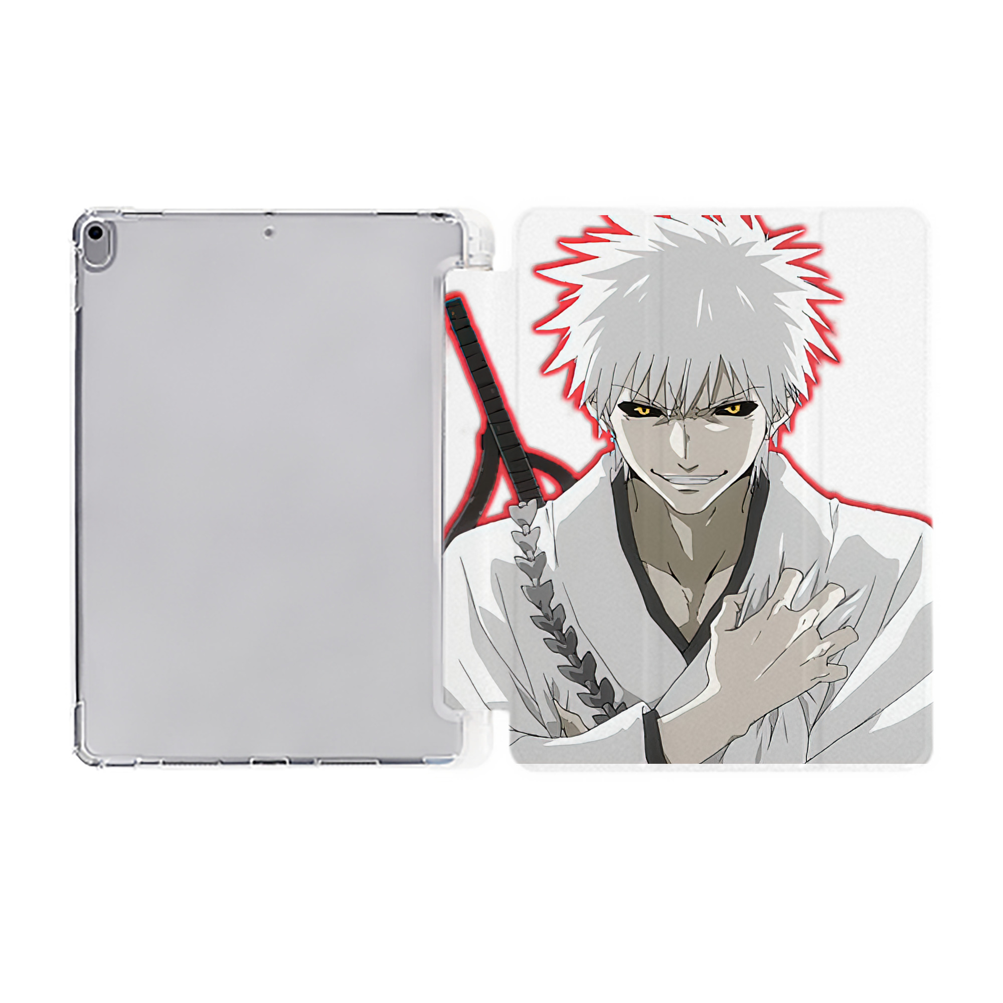 （画像用） ブリーチ 黒崎一護（くろさき いちご）BLEACH Kurosaki Ichigo IPad ケース ペン収納付き 三つ折りスタンド PUレザー×シリコン 対応機種9.5/10.5/10.9インチ